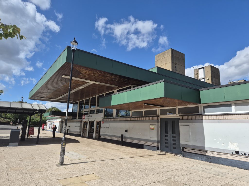 Front view of Harlow Train Station