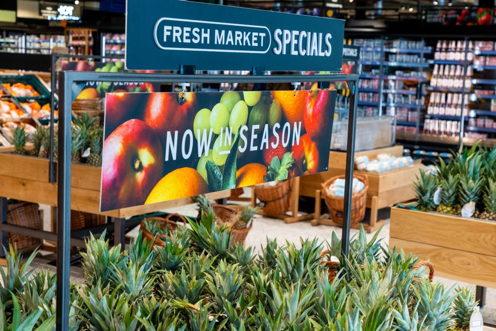 Seasonal produce on display at Marks & Spencer