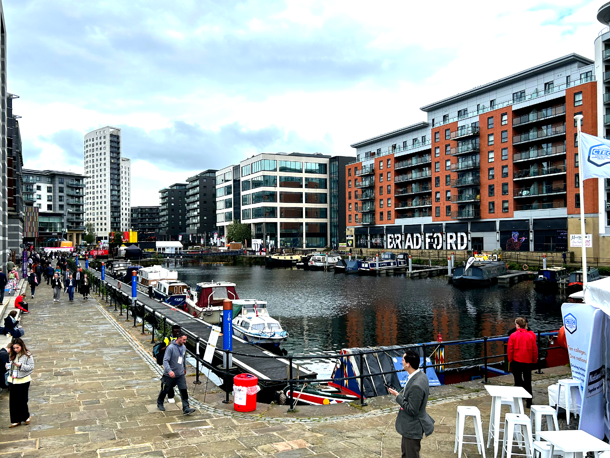 UKREiiF in Leeds, view of the wharf area from quayside